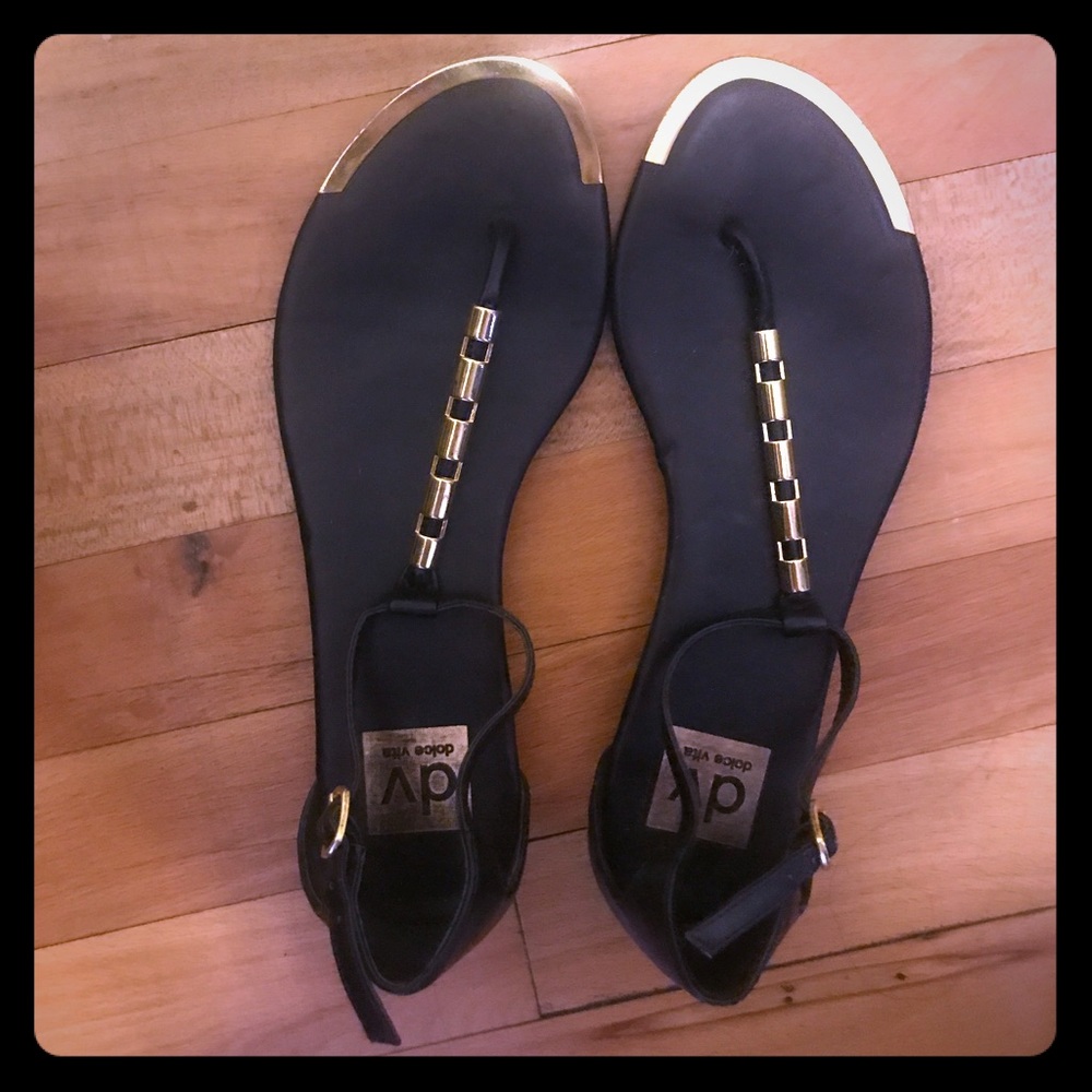 Barely Worn Dolce Vita Black/Gold Sandals size 7.5
